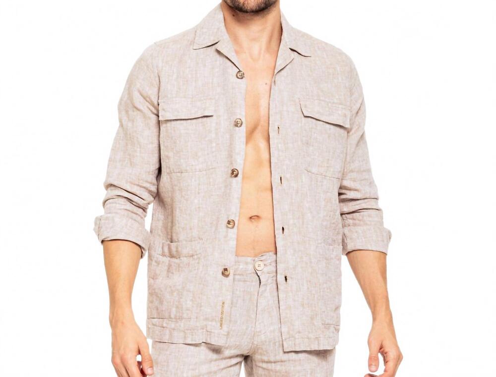 NEW EIGHT X linen overshirt in beige